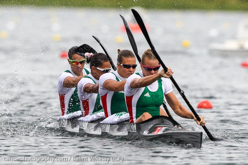 icf sportscene london olympic games canoe sprint k4 500 women Gabriella Szabo, Danuta Kozak, Katalin Kovacs and Krisztina Fazekas from Hungary