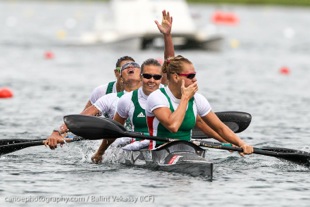icf sportscene london olympic games canoe sprint k4 500 women Gabriella Szabo, Danuta Kozak, Katalin Kovacs and Krisztina Fazekas from Hungary