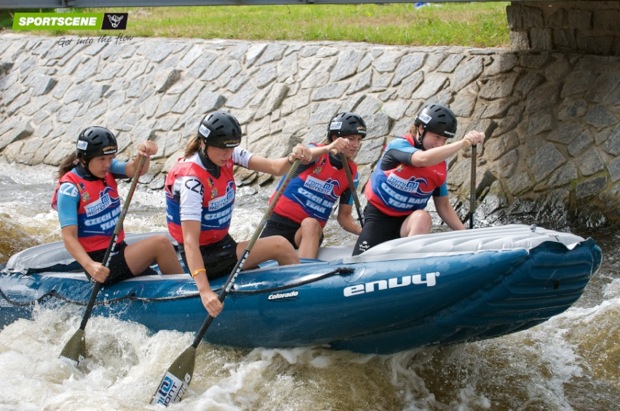 Tereza Krausová, Lenka Sováková, Karolina Stoličková, Denisa Foltysová Blanka Ligurská ceske budejovice czech republic world championships rafting raft youth masters whitewater irf icf sportscene