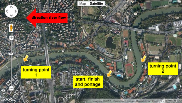 Aerial of the marathon course in Rome for the 2012 World Championships marathon world championships 2012 rome italy canoe kayak k1 k2 icf sportscene