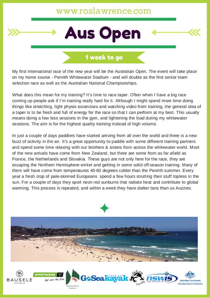 canoe kayak ros lawrence training tips slalom australia summer hot heat sportscene icf