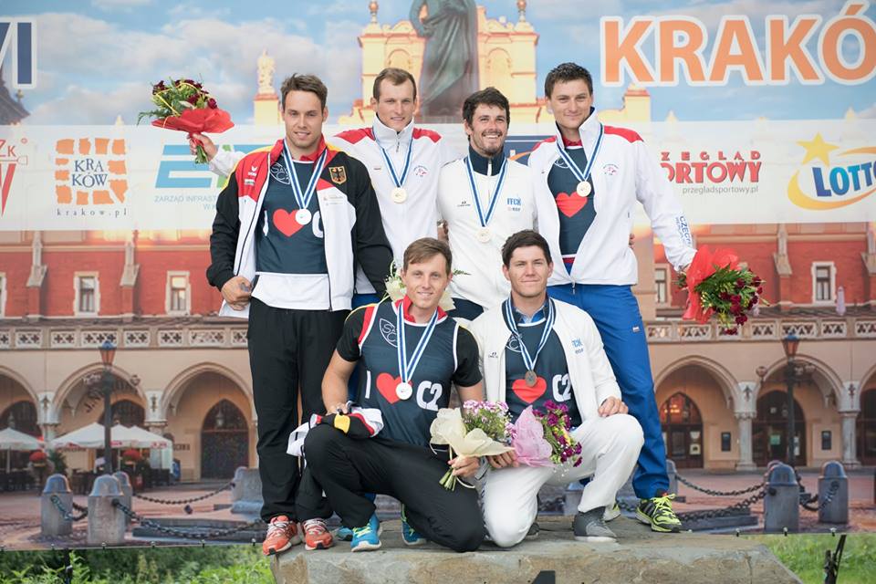 Podium with the C2 winners canoe kayak slalom 2015 icf world cup krakow poland results review sportscene