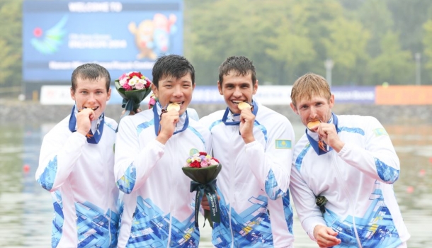 canoe kayak sprint asian games 2014 incheon kazakhstan kazakh k4 champion interview athletes sportscene 