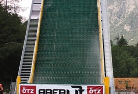 Claire O prepares at the top of the 45 foot ramp