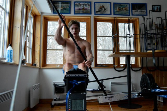 canoe sprint kayak ergometer pro petter menning athlete training kayakpro 200 meter sweden usa sportscene icf